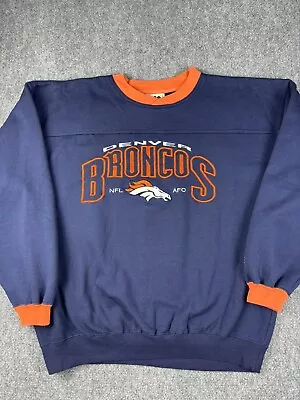 Vintage Denver Broncos Sweatshirt Size Large Crewneck Pullover NFL Football 90s • $29.99