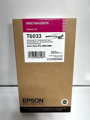 EXPIRED AUG 2019 GENUINE EPSON T6033 VIVID MAGENTA 220ml INK 7880 9880 T603300 • $19.98