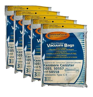 $14.99 • Buy Kenmore Canister Type C Vacuum Bags (15 Bags) Fits 5055, 50557, 50558, Panasonic