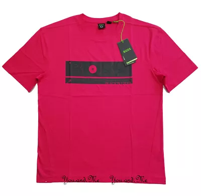 HUGO BOSS Relaxed Fit T-Shirt Organic Cotton Logo Artwork Red S • $29.95