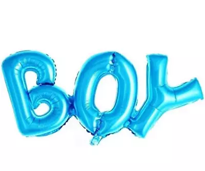 Large Blue Baby Boy Text Balloon Large Mylar Foil Balloon Party Decor Photo Prop • $3.20