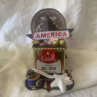Patriotic 4th Of July ￼  Primitive Tiered Tray  Decoration Vintage Tin • $20.50