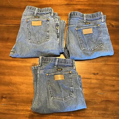 Wrangler Jeans Mens Lot Of 3 38x32 Blue Denim Cowboy Cut Pants Bundle Vintage 1B • $39.77