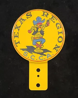 Vintage Texas Region SCCA ☆ Enameled Metal 3.5  Grill Badge/License Plate Topper • $65