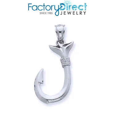 $191.99 • Buy Fishing Hook Solid White Gold  Pendant