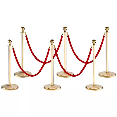 VEVOR Crowd Control Stanchion Posts 6-Pack & 4PCS 5FT Velvet Ropes Fillable Base • $119.99