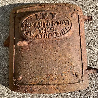 $39.90 • Buy Vintage Wood Burning Cast Iron Stove Door Ivy The Auto Stove Wks New Athens ILL