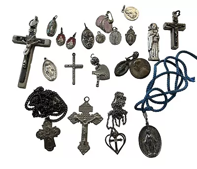 Lot Of Vtg Catholic Christian Charms Cross Sterling Silver Mary Jesus St Anthony • $8.99