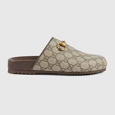 Gucci GG Horsebit Slipper In Beige & Ebony 8.5  NEW Open Box • $619