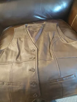 Cabi Soft Leather Western Cowgirl Vest Brown Size XL • £42.76