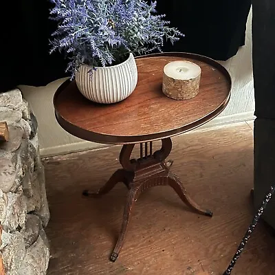 Mersman Lyre Side Tables Set Of Two Oval Top Violin Pedestal Base Real Mahogany • $475