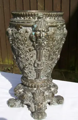 ** Antique Victorian Heavily Embossed Bronze Urn / Vase ** • £75