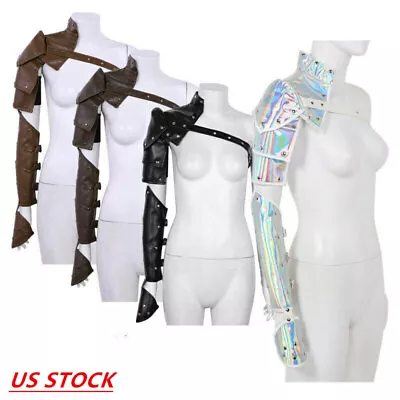 US Steampunk PU Metal Rivets Shoulder Guard Armor Cuff Strap Body Chest Harness • $17.66