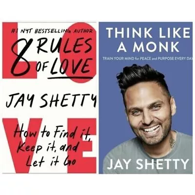 Jay Shetty Top 2 Book SetThink Like A Monk8 Rules Of Love USA Item • £15.19