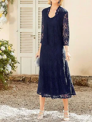 £39 • Buy Mother Of The Bride Navy Occasion  Lace Dress And Jacket 