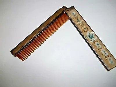 Vintage Folding Hair Comb Sequin And Gold Tone Metal • $11.99