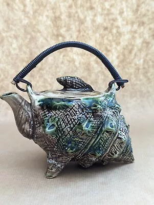 Vintage Japanese Majolica Salt Glaze Conch Shell Tea Pot Excellent Condition • £10