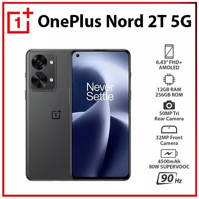 (New) OnePlus Nord 2T 5G BLACK 12GB+256GB Dual SIM Unlocked Android Mobile Phone • $890