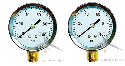 $12.49 • Buy 2 Air Compressor Pressure/Hydraulic Gauge 2  Face Side Mount 1/4  NPT 0-100 PSI