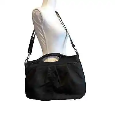 Franklin Covey Black Purse Shoulder Bag Organizer Large Canvas • $35