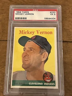 1958 Topps Mickey Vernon #233 PSA 5 EX Cleveland Indians • $30