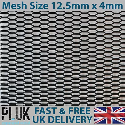 DIFFERENT SIZE Sheets Of Expanded Aluminium Black Metal Mesh Size 12.5mm X 4mm • £17.99