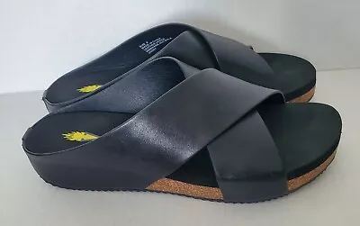 New Volatile Ablette Slip On Sandals Black Leather Open Toe Women's Sz 8  • $34.99