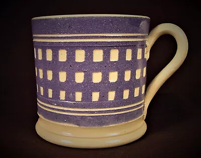 RARE 1840s MACHINE CHECKED MUG MOCHA MOCHAWARE PEARLWARE STAFFORDSHIRE MINT • $475