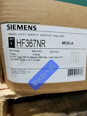 800 Amp Disconnect Siemens Hf367nr 3ph 600v Nema 3r. Can Be Used @ 240 Volt Too • $8999