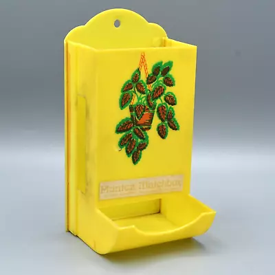 Vintage Plastic Match Matchbox Holder Dispenser Wall Mount Yellow • $8.99