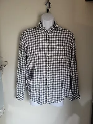 Rails Connor Plaid Linen Blend Button Up LS Gray White Size Small Excellent Cond • $3.75