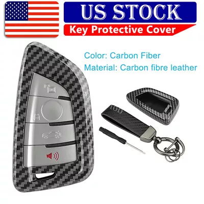 Silicone Carbon Fiber Car Key Fob Case Cover Holder For BMW 2 3 5 6 7 X1 X2 X • $11.85