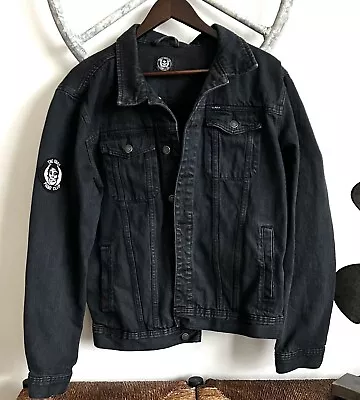 Obey Misfits Fiend Club Black Denim Jean Jacket Size Large Excellent Condition • $150