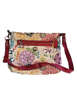 COACH Graffiti Daisy Multi/Pink Logo Tote Or Crossbody Style • $55