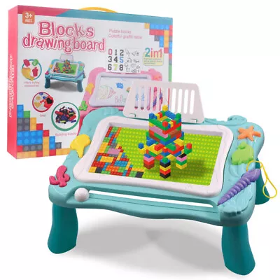 Blocks Drawing Board Game Table Graffiti Magnetic Writing Board Kids Gift USA • $23.99