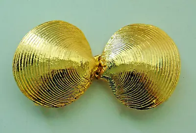 Vintage Mimi Di N Belt Buckle Gold Plated Clam Shell Seashell 1975 • $29.99