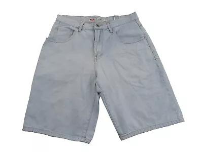 Vintage Light Wash Baggy Wide Leg Jean Denim Shorts Jorts Mens Size 34 Loose Fit • $44.99