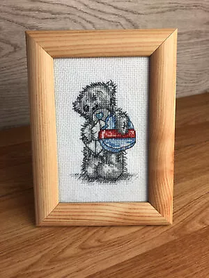 Tatty Teddy Me To You Holding Blue Heart & Envelope Framed Finished Cross Stitch • £15.29