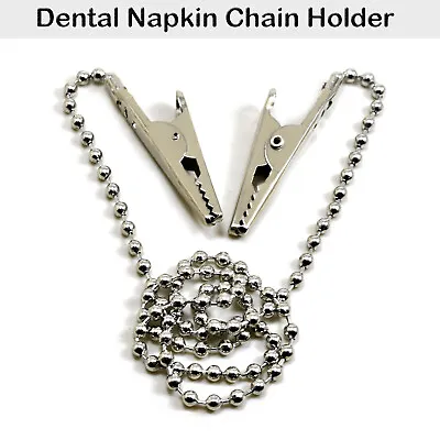 $5.35 • Buy Napkin Holder Dental Bib Clips Flexible Ball Chain & Adjustable Lock Clips Lab