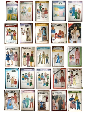 $4 • Buy Vintage 1970s-1980s Clothing Patterns For Infants, Toddlers, Children Sizes NB-6
