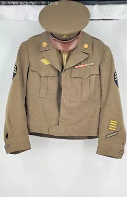 Vintage WW2 1940's USAAF Army Uniform 38S - 5th Infantry Division - W/ Visor Cap • $102.99