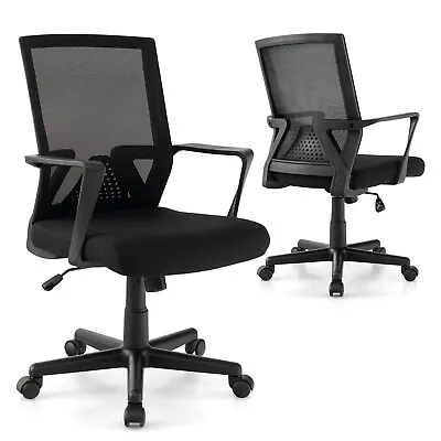 Mesh Office Chair Swivel  Rocking Chair Adjustable W/ Armrests & Lumbar Support • $82.95