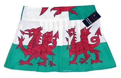 New Wales Welsh Cymru Ladies Kid's Dragon Flag Pleated Zip Fastening Skirt Kilt • £16.99