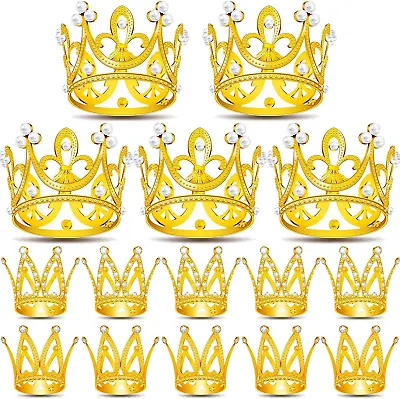 15Pcs Mini Crowns For Flower Bouquets Mini Crown Cake Topper Small Crystal Pea • $25.34