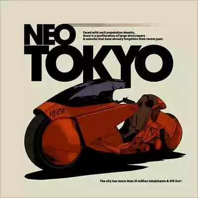 Akira Neo Tokyo Kaneda Bike Cycle Anime Movie Film Poster Print Art 24x24 Mondo • $99.99