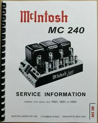 *usa* Ultimate Mcintosh Mc240 Service Manual • $20