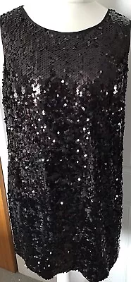 Bnwt M&S Portfolio Size 18 Black Sequin Party Dress Rrp £59 • £6.99