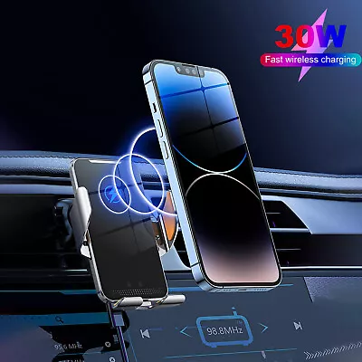 30W Fast Wireless Car Charger Automatic Clamping Phone Holder For Samsung IPhone • £15.99