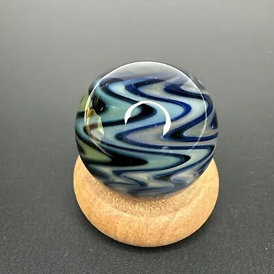 Art Glass Marble Handmade 1.21  Fumed Multicolor WigWag Contemporary MIB SIGNED! • $59.99