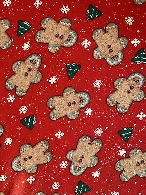 Vintage 1998  #3752 Gingerbread Toss Cotton Fabric By Daisy Kingdom 39.5” X 44” • $6.95